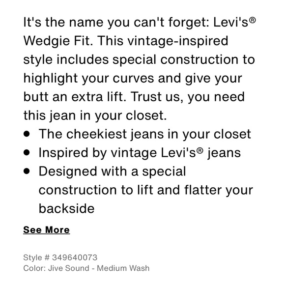 Levis jeans wedgie straight size W28 L26 - Picture 9 of 11